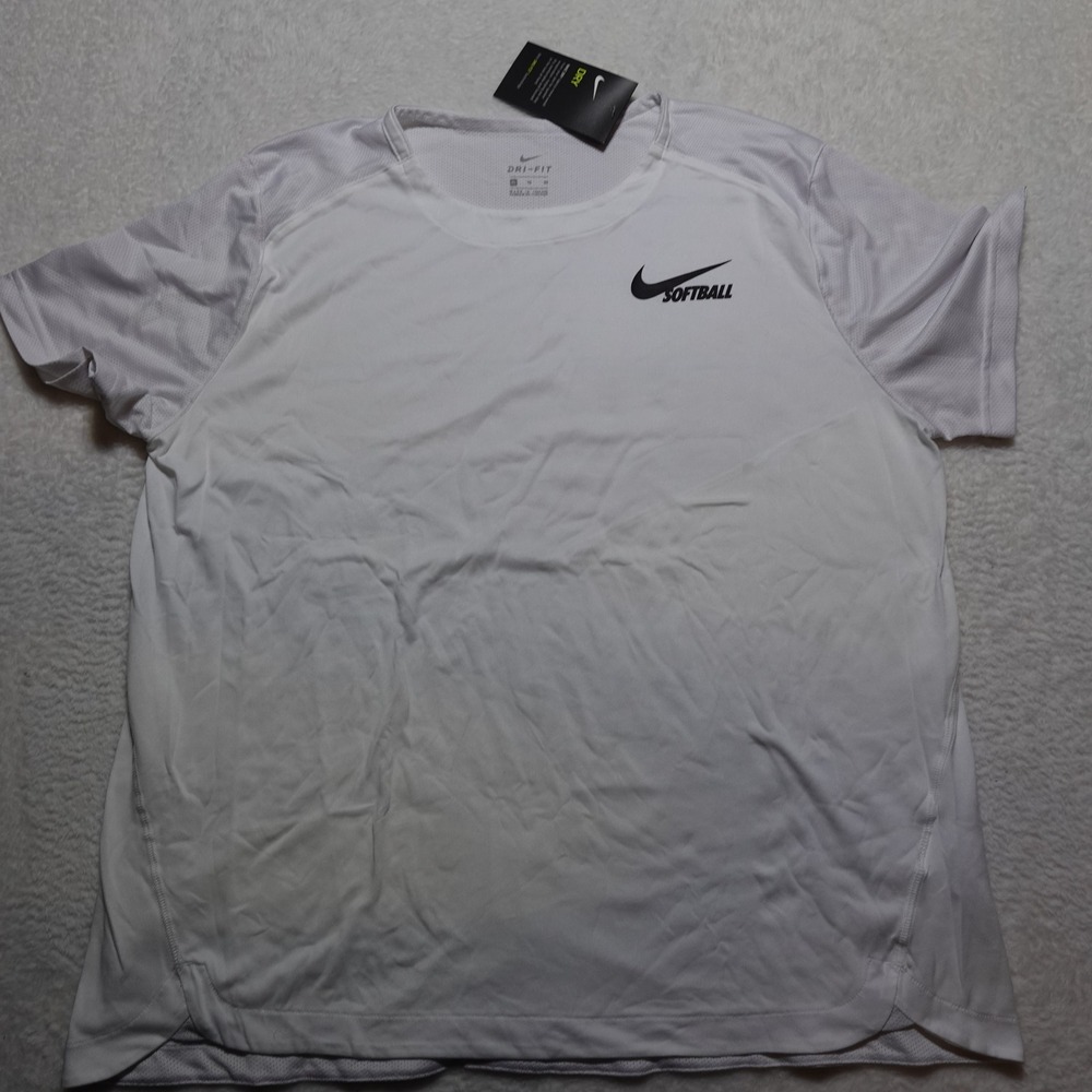 Nike Softball Shirt Womens XL White Dri-FIT Performance Tee AV6645-100